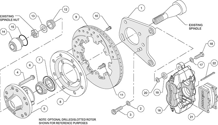 140-7017-DP - Wilwood Big Brake Kit - Front - 309x20mm Curved Slotted & Cross Drilled - Dynalite Internal Polished