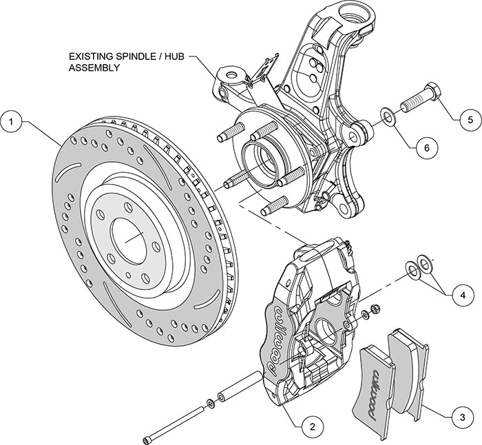 140-15175-D - Wilwood Big Brake Kit - Front - 325x32mm Curved Slotted & Dimple Drilled - SLC56 Black
