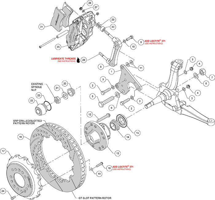 140-15200-R - Wilwood Big Brake Kit - Front - 355x28mm Bi-Slotted - Superlite 6R Red