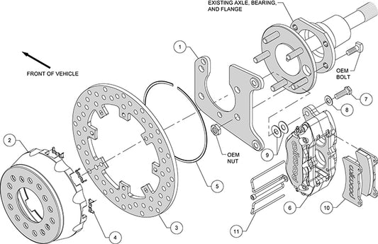 140-14134-D - Wilwood Big Brake Kit - Rear - 286x9mm Cross Drilled - Dynapro Lug Mount Anodized