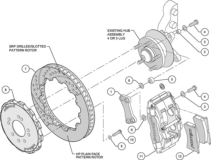 140-9194 - Wilwood Big Brake Kit - Front - 327x28mm Bi-Slotted - Forged Superlite Internal Anodized
