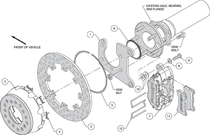 140-12546-D - Wilwood Big Brake Kit - Rear - 291x9mm Cross Drilled - Dynapro Lug Mount Anodized