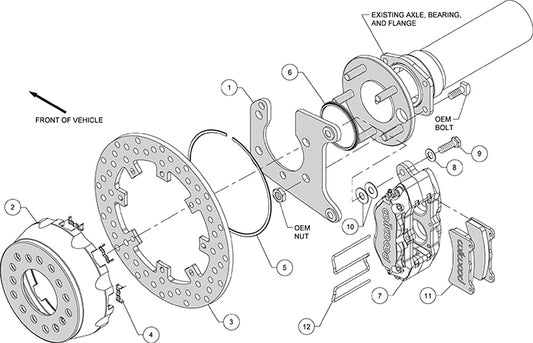 140-12546-D - Wilwood Big Brake Kit - Rear - 291x9mm Cross Drilled - Dynapro Lug Mount Anodized