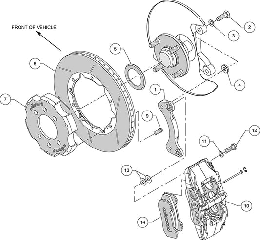 140-13380-R - Wilwood Big Brake Kit - Front - 280x20mm Bi-Slotted - Dynapro 6 Red