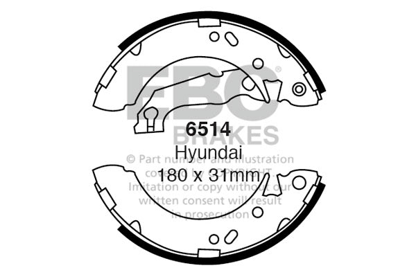 6514 - EBC Brake Shoes; Rear