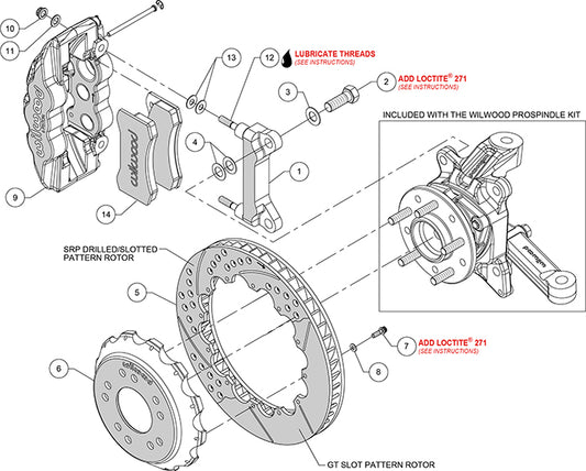 140-15305 - Wilwood Big Brake Kit - Front - 355x32mm Bi-Slotted - AERO6 Black