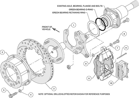 140-2116-R - Wilwood Big Brake Kit - Rear - 309x20mm Plain - Dynalite Internal Red