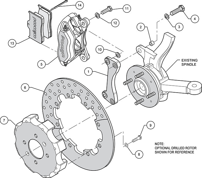 140-8442-D - Wilwood Big Brake Kit - Front - 298x9mm Cross Drilled - Dynalite Anodized
