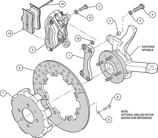 140-8442-D - Wilwood Big Brake Kit - Front - 298x9mm Cross Drilled - Dynalite Anodized