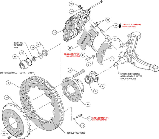 140-16246-D - Wilwood Big Brake Kit - Front - 355x32mm Curved Slotted & Cross Drilled - AERO6 Black