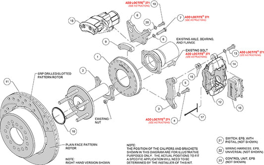 140-16130-D - Wilwood Big Brake Kit - Rear - 309x20mm Curved Slotted & Cross Drilled - Dynalite Internal Black