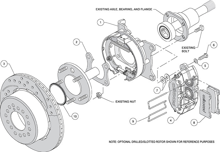 140-13204-D - Wilwood Big Brake Kit - Rear - 309x20mm Curved Slotted & Cross Drilled - Dynapro Dust-Boot Black