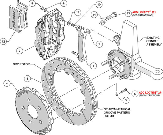 140-8921-D - Wilwood Big Brake Kit - Front - 332x32mm Curved Slotted & Cross Drilled - Superlite 6R Black