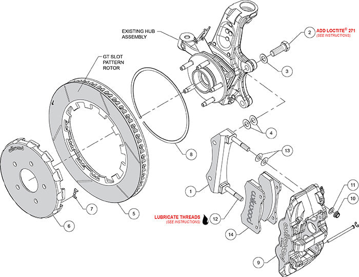 140-14557 - Wilwood Big Brake Kit - Front - 355x32mm Bi-Slotted - AERO6 Anodized