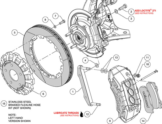 140-15807-R - Wilwood Big Brake Kit - Front - 407x35mm Bi-Slotted - TX6R Red