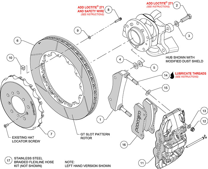 140-14978 - Wilwood Big Brake Kit - Front - 355x32mm Bi-Slotted - AERO6 Anodized