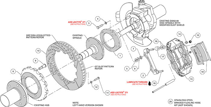 140-13330-DR - Wilwood Big Brake Kit - Front - 355x32mm Curved Slotted & Cross Drilled - Superlite 6R Red