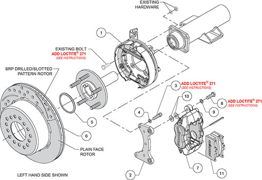 140-16445-R - Wilwood Big Brake Kit - Rear - 280x20mm Plain - Dynalite Internal Red