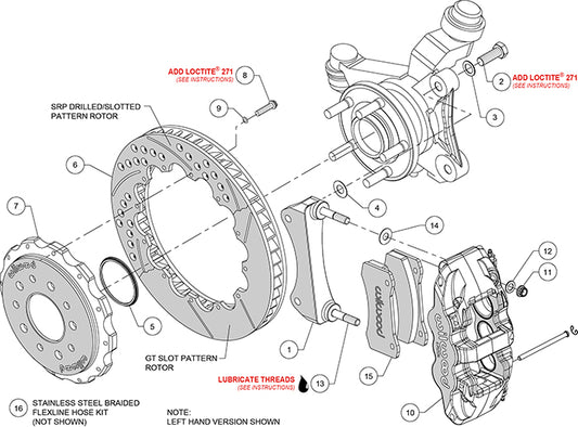 140-15892-D - Wilwood Big Brake Kit - Front - 355x32mm Curved Slotted & Cross Drilled - AERO6-DS Black