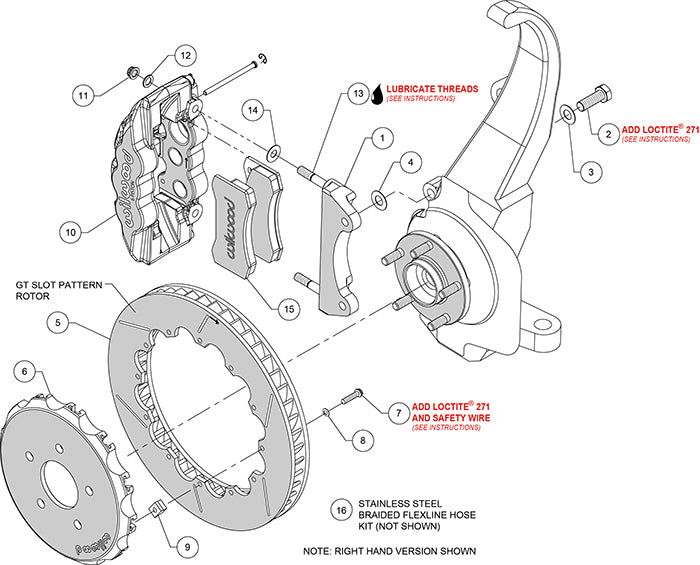 140-14820 - Wilwood Big Brake Kit - Front - 355x32mm Bi-Slotted - AERO6 Anodized