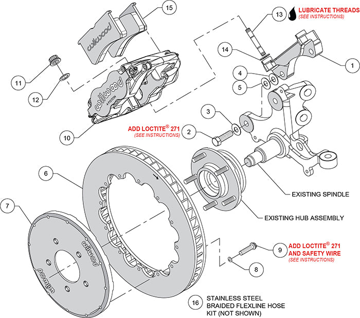 140-14114 - Wilwood Big Brake Kit - Front - 327x32mm Plain - Forged Superlite 6R Anodized