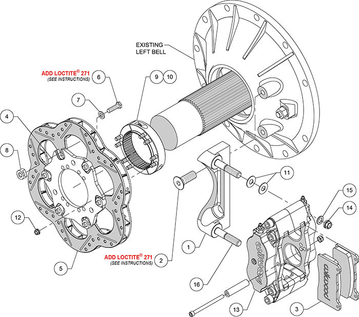 140-11206 - Wilwood Big Brake Kit - Rear - 266x20mm Cross Drilled - Dynalite Radial Mount Anodized