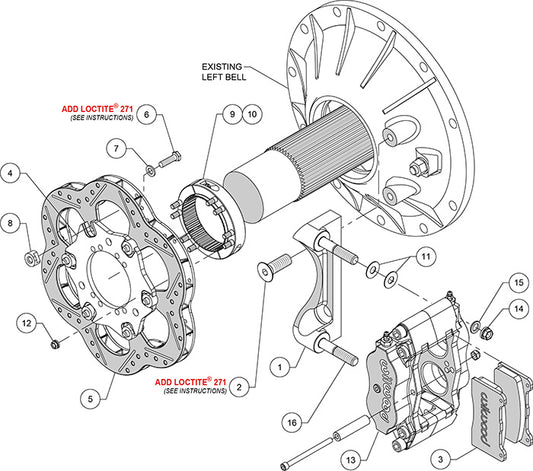 140-11206 - Wilwood Big Brake Kit - Rear - 266x20mm Cross Drilled - Dynalite Radial Mount Anodized
