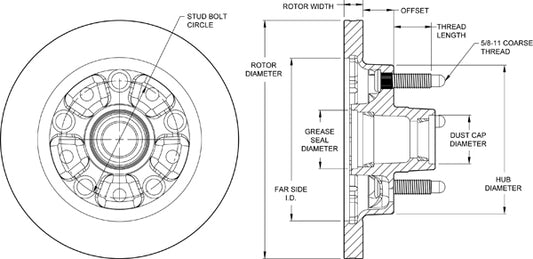 160-9240LS - Wilwood Modified Hub & Rotor - 258x20mm Plain Left/Right