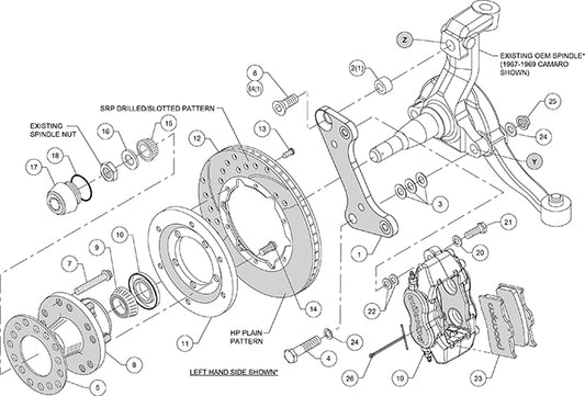 140-10996-D - Wilwood Big Brake Kit - Front - 280x20mm Curved Slotted & Cross Drilled - Dynalite Internal Black