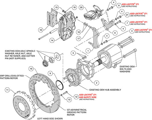 140-14883-DR - Wilwood Big Brake Kit - Rear - 327x20mm Curved Slotted & Cross Drilled - Superlite 4R Red