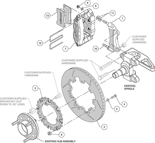 140-14495 - Wilwood Big Brake Kit - Front - 298x20mm Bi-Slotted - Dynapro Dust Seal Radial Mount Anodized
