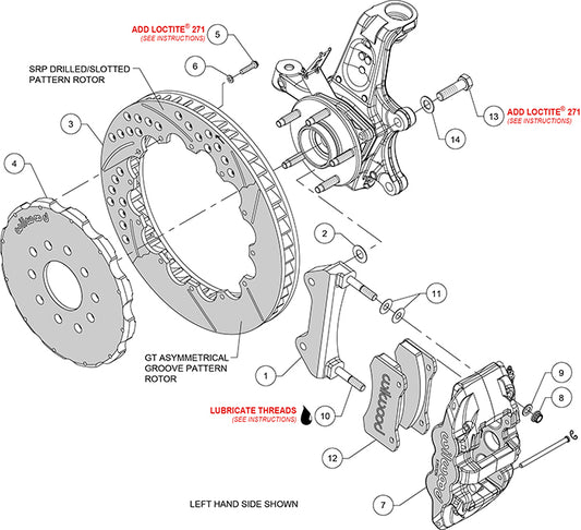 140-13903-R - Wilwood Big Brake Kit - Front - 381x32mm Bi-Slotted - AERO6 Red