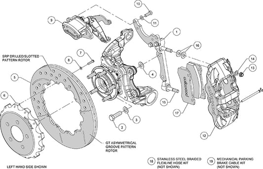 140-13888-R - Wilwood Big Brake Kit - Rear - 355x20mm Bi-Slotted - AERO4 Red