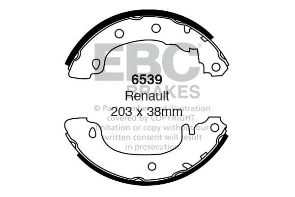 6539 - EBC Brake Shoes; Rear