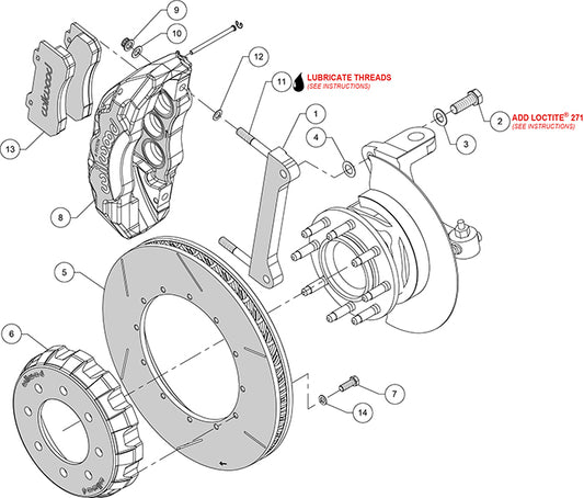 140-13877 - Wilwood Big Brake Kit - Front - 407x38mm Bi-Slotted - TX6R Black