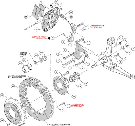 140-15200 - Wilwood Big Brake Kit - Front - 355x28mm Bi-Slotted - Superlite 6R Black