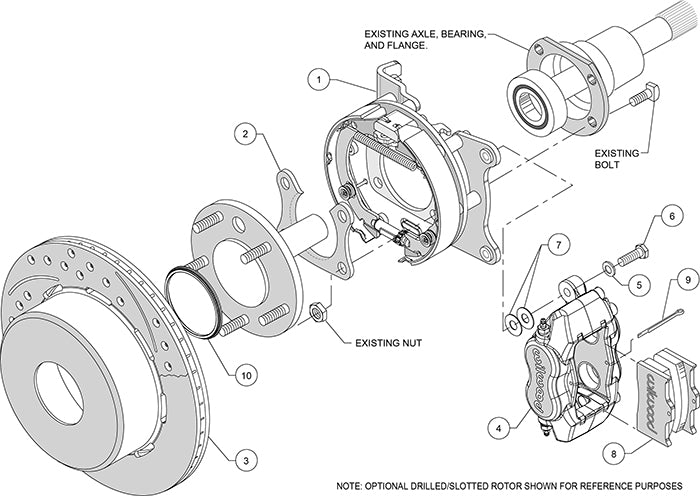 140-7150-DP - Wilwood Big Brake Kit - Rear - 309x20mm Curved Slotted & Cross Drilled - Dynalite Internal Polished