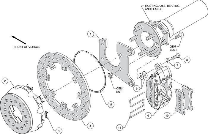 140-12551-D - Wilwood Big Brake Kit - Rear - 291x9mm Cross Drilled - Dynapro Lug Mount Anodized