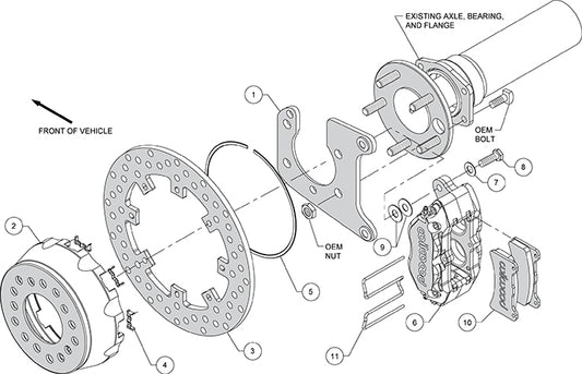 140-12551-D - Wilwood Big Brake Kit - Rear - 291x9mm Cross Drilled - Dynapro Lug Mount Anodized