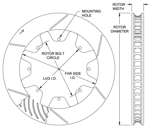 160-12285 - Wilwood GT Rotors Spec 37 - 298x20mm Bi-Slotted Right