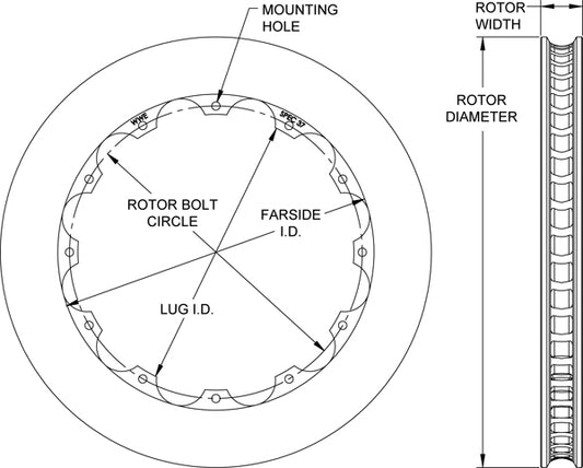 160-12785 - Wilwood HD Rotors Spec 37 - 327x32mm Plain Left