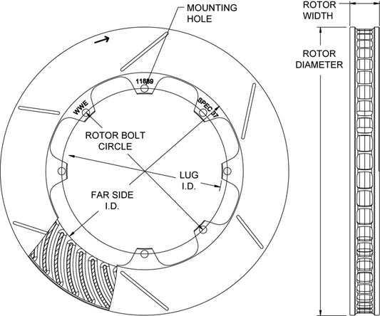 160-11840 - Wilwood GT Rotors Spec 37 - 309x32mm Bi-Slotted Left