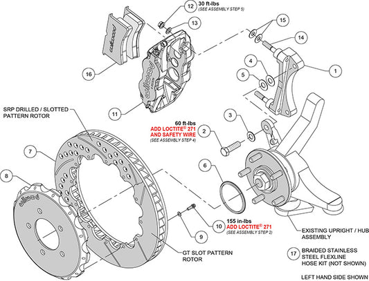 140-16847-D Wilwood Big Brake Kit - Front - 327x28mm Curved Slotted & Cross Dilled - Narrow Superlite Black