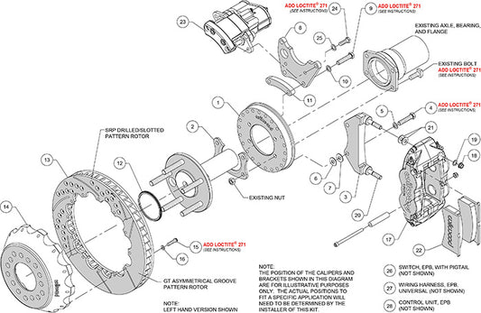 140-16155-DR - Wilwood Big Brake Kit - Rear - 327x28mm Curved Slotted & Cross Drilled - Superlite 4R Red