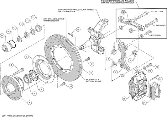 140-9917-DP - Wilwood Big Brake Kit - Front - 280x20mm Curved Slotted & Cross Drilled - Dynalite Internal Polished