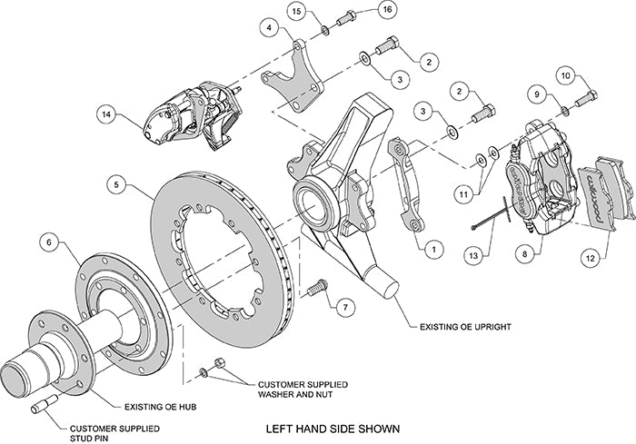 140-12064 - Wilwood Big Brake Kit - Rear - 298x20mm Plain - Dynalite Internal Black