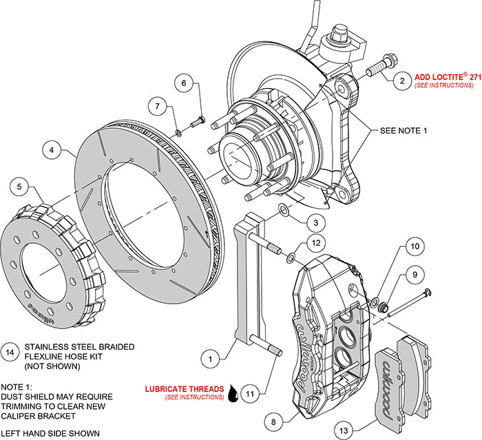 140-14558 - Wilwood Big Brake Kit - Front - 381x38mm Bi-Slotted - TX6R Black